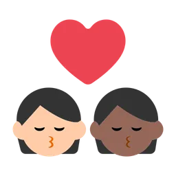 Kiss: Person, Person, Light Skin Tone, Medium-Dark Skin Tone — Toss Face