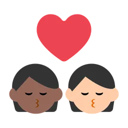Kiss: Person, Person, Medium-Dark Skin Tone, Light Skin Tone — Toss Face