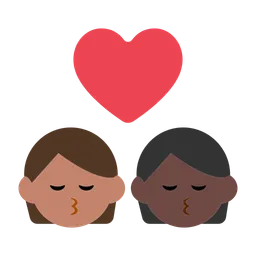Kiss: Person, Person, Medium Skin Tone, Dark Skin Tone — Toss Face