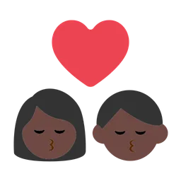 Kiss: Woman, Man, Dark Skin Tone — Toss Face