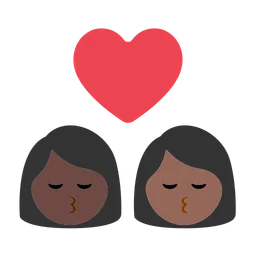 Kiss: Woman, Woman, Dark Skin Tone, Medium-Dark Skin Tone — Toss Face
