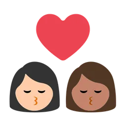 Kiss: Woman, Woman, Light Skin Tone, Medium Skin Tone — Toss Face