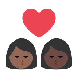 Kiss: Woman, Woman, Medium-Dark Skin Tone, Dark Skin Tone — Toss Face