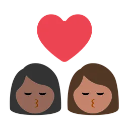 Kiss: Woman, Woman, Medium-Dark Skin Tone, Medium Skin Tone — Toss Face