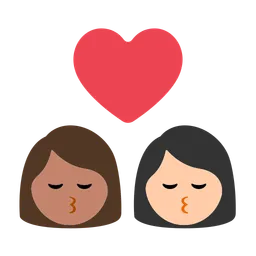 Kiss: Woman, Woman, Medium Skin Tone, Light Skin Tone — Toss Face