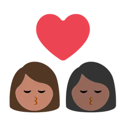 Kiss: Woman, Woman, Medium Skin Tone, Medium-Dark Skin Tone — Toss Face