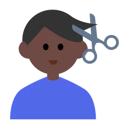 Man Getting Haircut: Dark Skin Tone — Toss Face