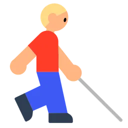 Man with White Cane: Medium-Light Skin Tone — Toss Face