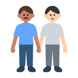 Men Holding Hands: Medium Skin Tone, Light Skin Tone — Toss Face