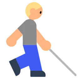 Person with White Cane: Medium-Light Skin Tone — Toss Face