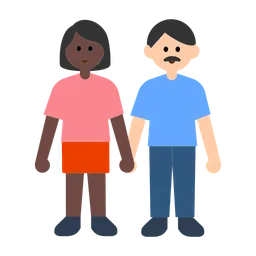 Woman and Man Holding Hands: Dark Skin Tone, Light Skin Tone — Toss Face