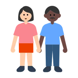 Woman and Man Holding Hands: Light Skin Tone, Dark Skin Tone — Toss Face