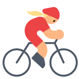 Woman Biking: Medium-Light Skin Tone — Toss Face