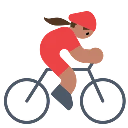 Woman Biking: Medium Skin Tone — Toss Face