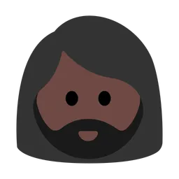 Woman: Dark Skin Tone, Beard — Toss Face