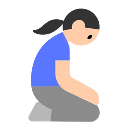 Woman Kneeling: Light Skin Tone — Toss Face