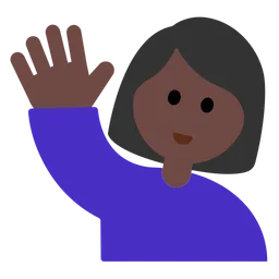 Woman Raising Hand: Dark Skin Tone — Toss Face