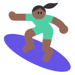 Woman Surfing: Medium-Dark Skin Tone — Toss Face