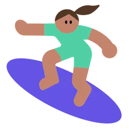 Woman Surfing: Medium Skin Tone — Toss Face