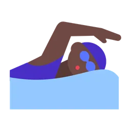 Woman Swimming: Dark Skin Tone — Toss Face