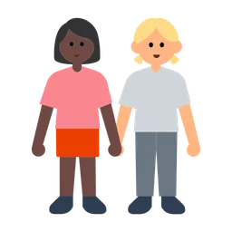 Women Holding Hands: Dark Skin Tone, Medium-Light Skin Tone — Toss Face