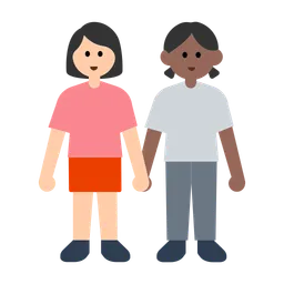 Women Holding Hands: Light Skin Tone, Medium-Dark Skin Tone — Toss Face