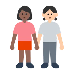 Women Holding Hands: Medium-Dark Skin Tone, Light Skin Tone — Toss Face