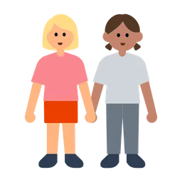 Women Holding Hands: Medium-Light Skin Tone, Medium Skin Tone — Toss Face