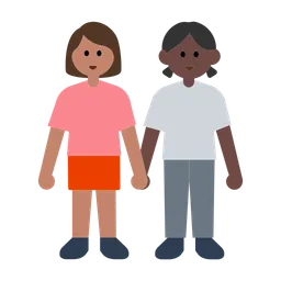 Women Holding Hands: Medium Skin Tone, Dark Skin Tone — Toss Face