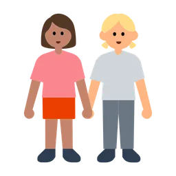 Women Holding Hands: Medium Skin Tone, Medium-Light Skin Tone — Toss Face