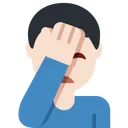 남자 얼굴 손바닥: 밝은 피부 톤