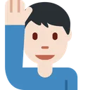 손을 들어 올리는 남자: 밝은 피부 톤