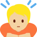 절하는 사람: 중간 정도의 밝은 피부 톤