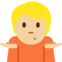 어깨를 으쓱하는 사람: 중간 정도의 밝은 피부 톤
