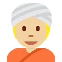 터번을 착용한 사람: 중간 정도의 밝은 피부 톤
