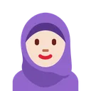 머리 스카프를 두른 여성: 밝은 피부 톤