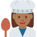 여성 요리사: 중간 정도의 어두운 피부 톤