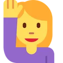 손을 들어 올리는 여성