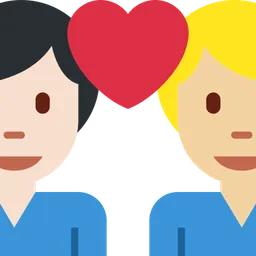 Couple with Heart: Man, Man, Light Skin Tone, Medium-Light Skin Tone — Twitter