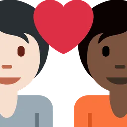 마음을 가진 커플 : 사람, 사람, 밝은 피부 톤, 어두운 피부 톤 — Twitter