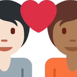 심장이 있는 커플: 사람, 사람, 밝은 피부 톤, 중간 어두운 피부 톤 — Twitter