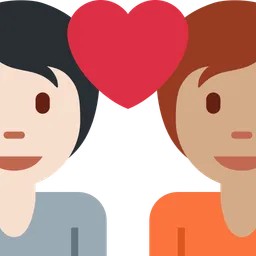 Couple with Heart: Person, Person, Light Skin Tone, Medium Skin Tone — Twitter