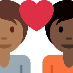 Couple with Heart: Person, Person, Medium-Dark Skin Tone, Dark Skin Tone — Twitter