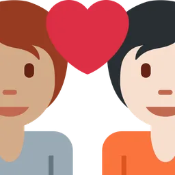 Couple with Heart: Person, Person, Medium Skin Tone, Light Skin Tone — Twitter