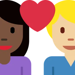 Couple with Heart: Woman, Man, Dark Skin Tone, Medium-Light Skin Tone — Twitter