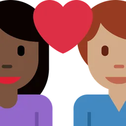 Couple with Heart: Woman, Man, Dark Skin Tone, Medium Skin Tone — Twitter