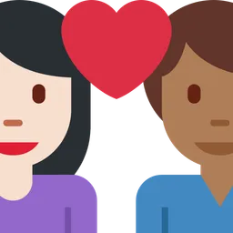 Couple with Heart: Woman, Man, Light Skin Tone, Medium-Dark Skin Tone — Twitter