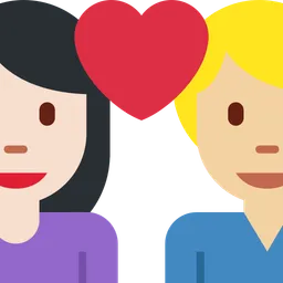 Couple with Heart: Woman, Man, Light Skin Tone, Medium-Light Skin Tone — Twitter