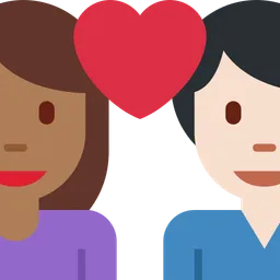 Couple with Heart: Woman, Man, Medium-Dark Skin Tone, Light Skin Tone — Twitter
