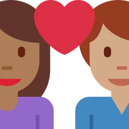 Couple with Heart: Woman, Man, Medium-Dark Skin Tone, Medium Skin Tone — Twitter